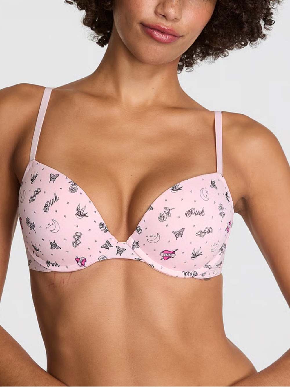 NWT PINK Victoria's Secret Wear Everywhere Tattoo Super Push-Up Bra 36B
